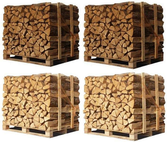 4x Paletten (2 Weißeiche + 2 Buche/Hainbuche) – Scheite 40 cm