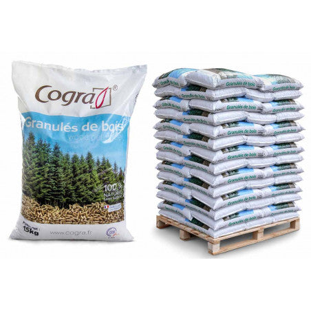 Holzpellets COGRA DINplus – Palette 70 Säcke à 15 kg (Abholung FR30)