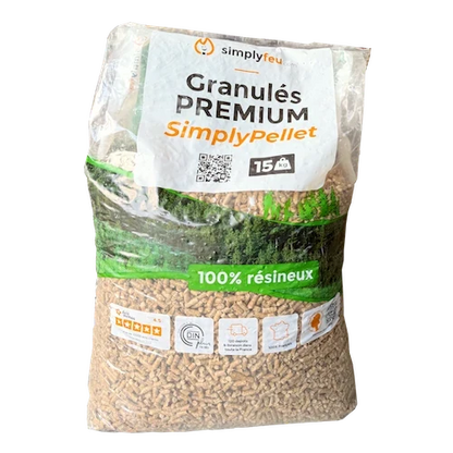 Granulés de bois Premium SimplyPellet – Sacs de 15 kg