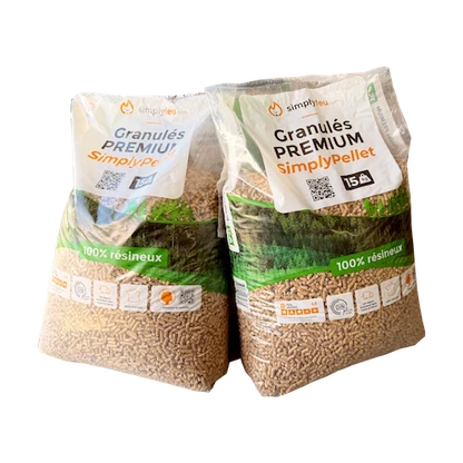 Granulés de bois Premium SimplyPellet – Sacs de 15 kg