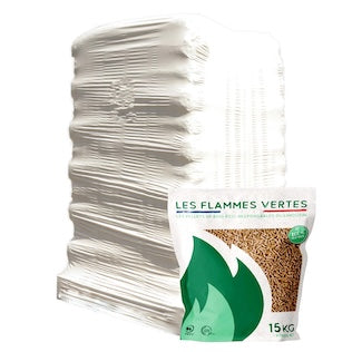 Holzpellets Flammes Vertes – Säcke 15 kg – DINplus / ENplus A1