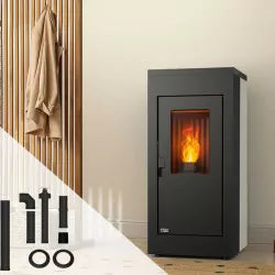 Dichtbrandender Pelletofen Vulcano Silenzio UP + Abgaskit oben – 9,2 kW