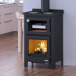Poêle à bois avec four et plaque de cuisson Pramoda - 14 Kw